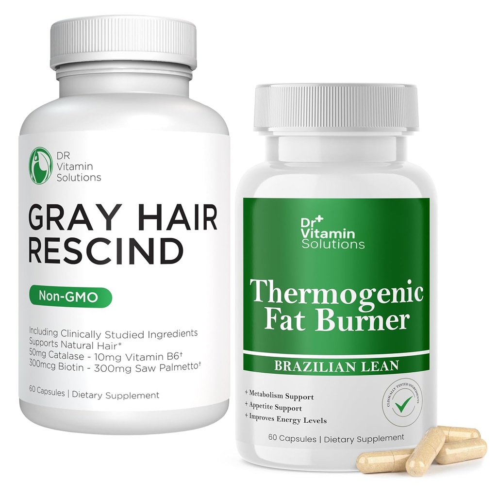 DR VITAMIN SOLUTIONS Γκρι Μαλλιά Rescind και θερμογόνο λίπος Burner Bundle - 60 Caps κάθε