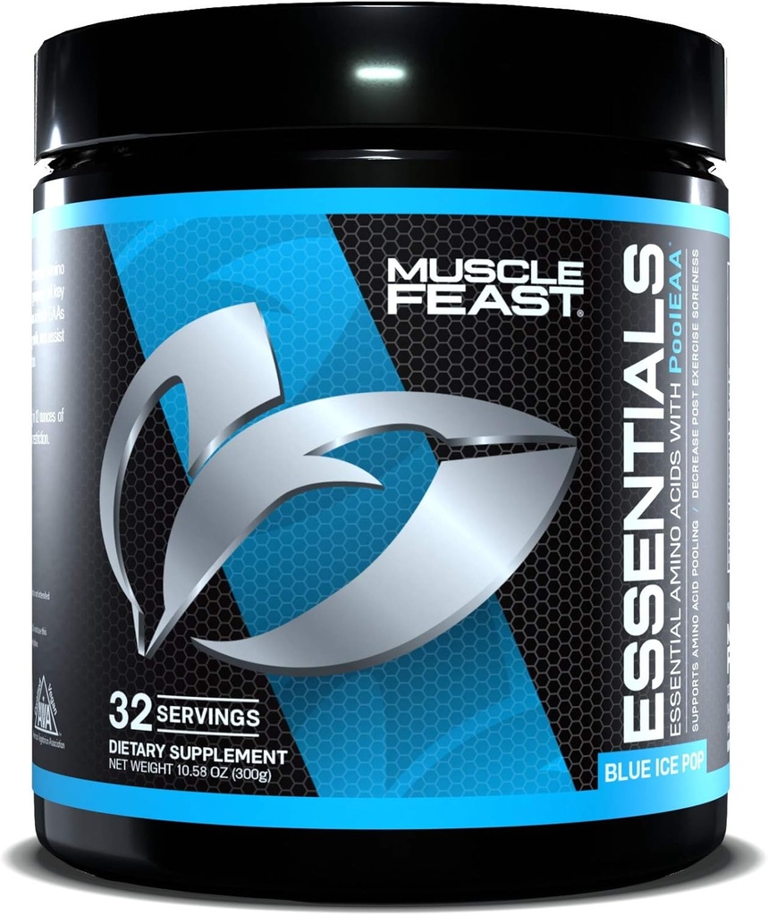 Μυϊκή γιορτή Vegan Essential Amino Acid σκόνη μετά την αποκατάσταση προπόνησης και ενδο-κατάρτιση ποτό, μπλε παγωτό, 300g