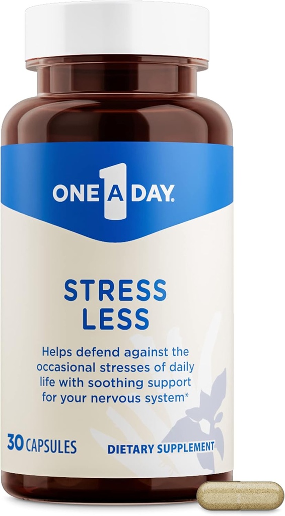 One A Day Stress Supplement – Περιστασιακό Stress Relief Supplement, Formulated with Ashwagandha, Passionflower and Valerian Extracts for Nury System Support, 30 Κάψουλες