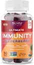 SUKU Βιταμίνες - Ultimate Ανοσία - Elderberry Echinacea και Propolis Gummies για την υποστήριξη του ανοσοποιητικού, εύκολο να μασήσει - μη ΓΤΟ, χωρίς γλουτένη ζάχαρη - Ρόδι Lime Γεύσεις Gummy Βιταμίνες, 50 Count