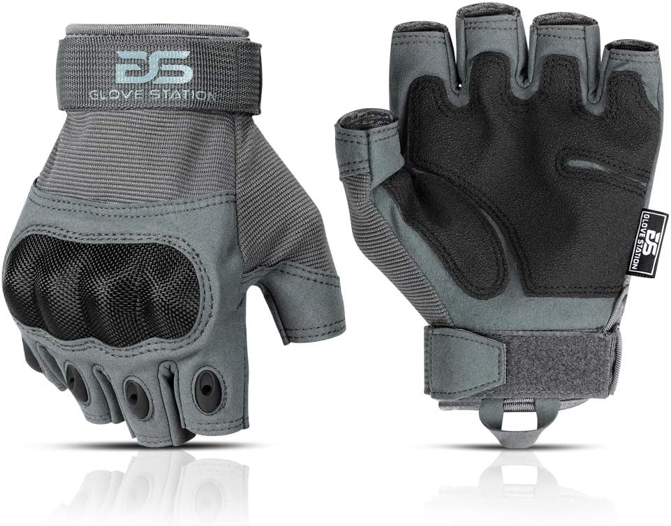Glove Station - Fingerless Knuckle Tactical Gloves for Men - Γάντια μοτοσικλετών για τακτική σκοποβολή, Airsoft, κυνήγι, αστυνομική εργασία και πεζοπορία