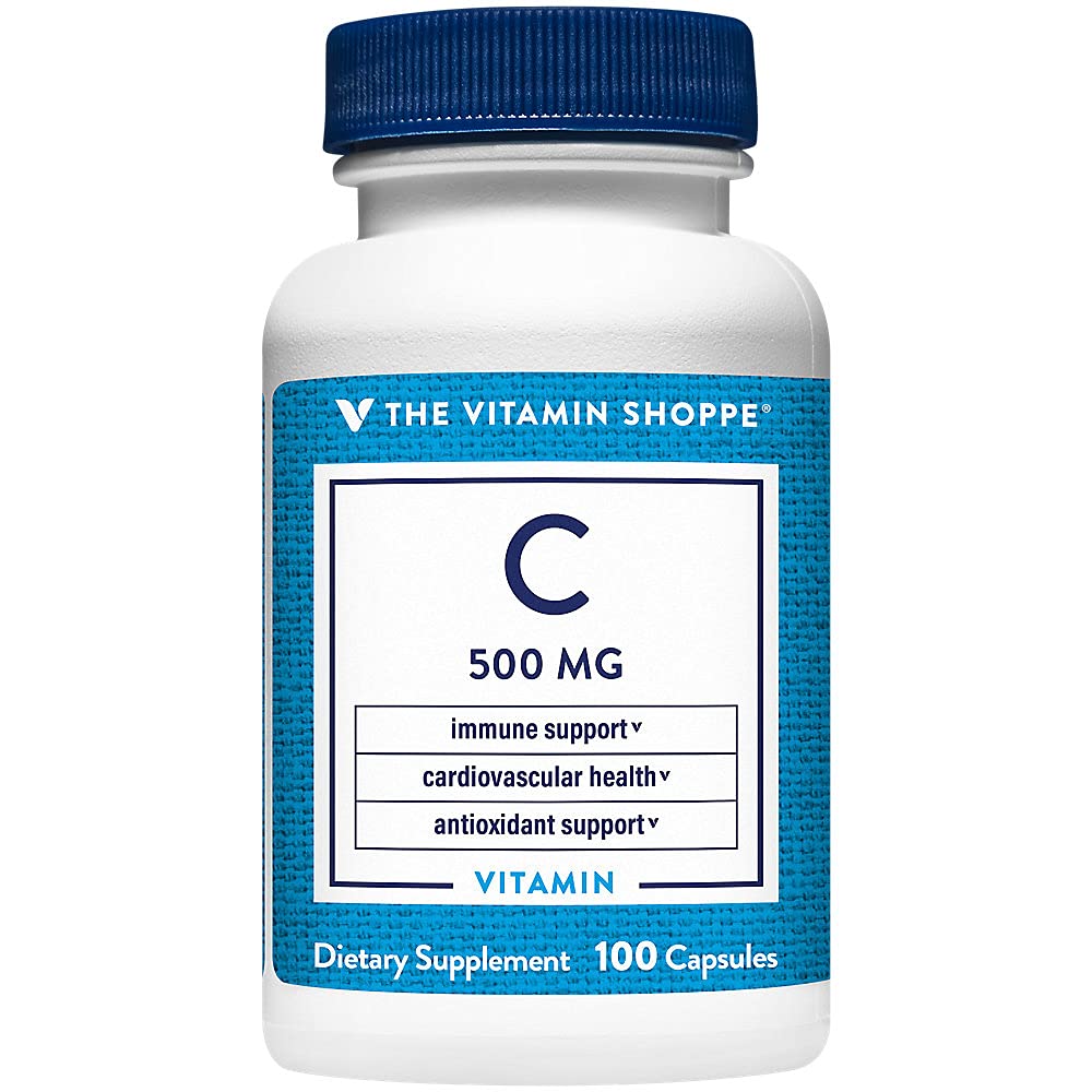 Η βιταμίνη Shoppe βιταμίνη C 500MG, αντιοξειδωτικό που υποστηρίζει την ανοσοποιητική και καρδιοαγγειακή υγεία (100 κάψουλες)