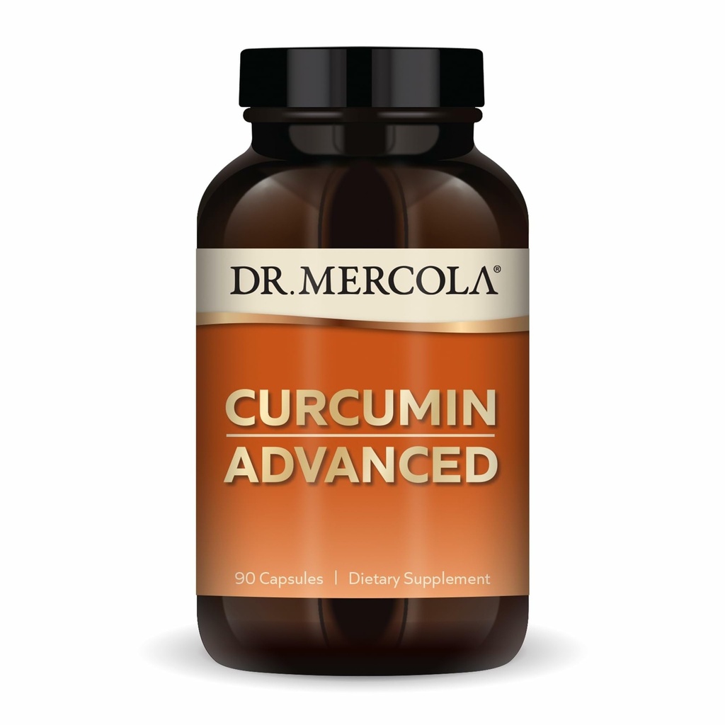 Dr. Mercola Curcumin Advanced - 500 mg Curcumin Root Extract - 95% Curcuminoids - For Vision Health, Digestion & Focus - Sustained Release - Non-GMO, Gluten-Free & Soy-Free - 90 Servings (90 Capsules)