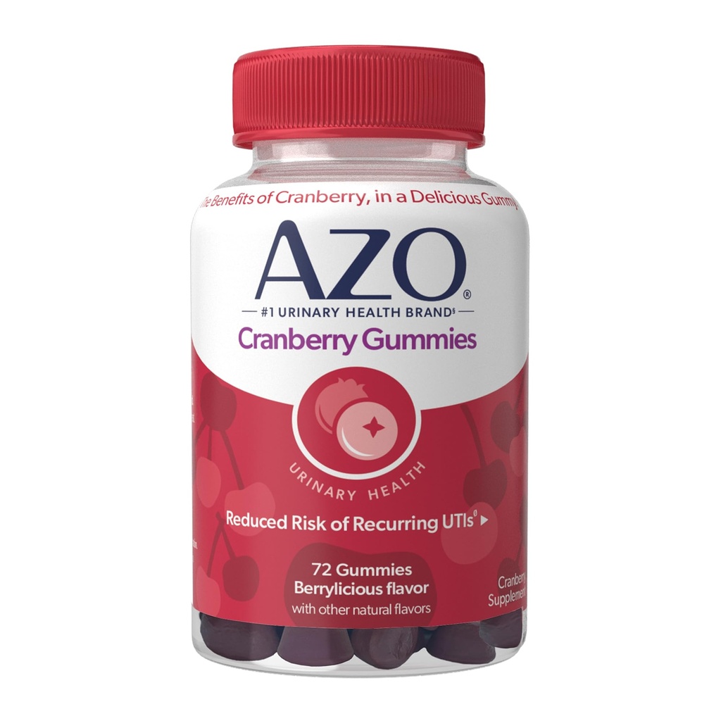 AZO Cranberry urinary Tract Health Gummies Dietary Supplement, 2 Gummies = 1 ποτήρι χυμό Cranberry, βοηθά στον καθαρισμό και την προστασία, Φυσικό Berrylicious Flavor, Non-GMO, 72 Gummies