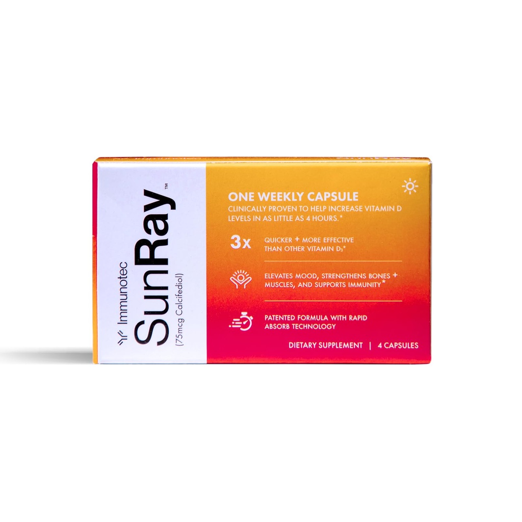 Ανοσοενεργό Sunray – Calcifediol 75 mcg – Προηγμένη μορφή βιταμίνης D – Μία φορά την εβδομάδα Δόση – Ανώτερη απορρόφηση - Γρήγορη δράση