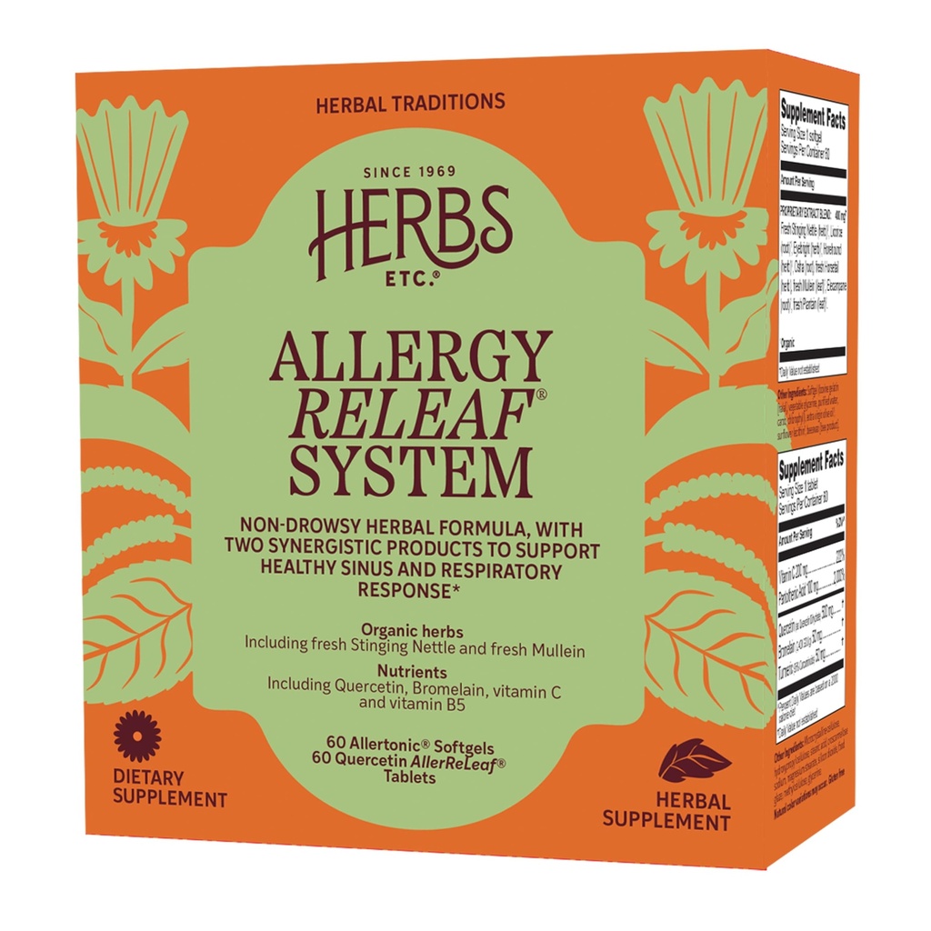 Βότανα Etc. Αλλεργία ReLeaf System - Εποχικό συμπλήρωμα δυσφορίας - Παρέχει υποστήριξη για το φτάρνισμα & φαγούρα μάτια - Υποστηρίζει τη λειτουργία Sinus - 60 Softgels, 60 δισκία (60 εξυπηρετούν)