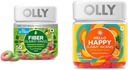 OLLY Gummy δαχτυλίδια ινών, 5g Prebiotic Fiber, FOS (Fructo-ολιγοσακχαρίτες), Digestive Support & Hello Happy Gummy Worms, Mood Balance Support, Vitamin D, Saffron, Adult Chewable Supplement