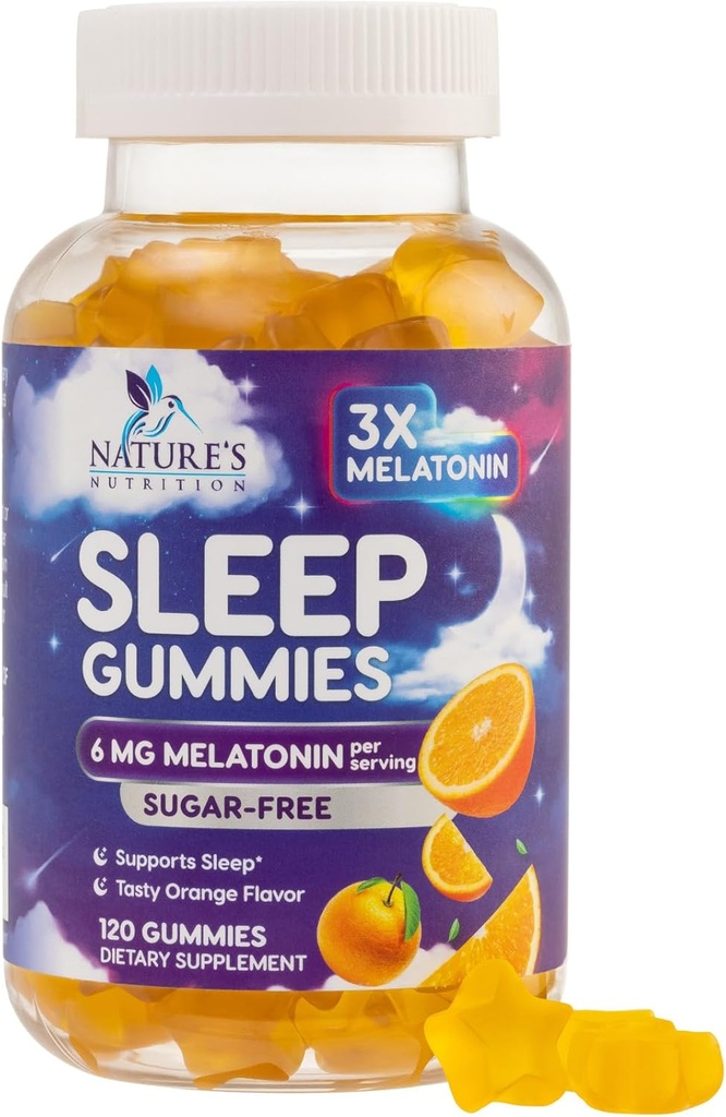 Melatonin Sleep Gummies Sugar Free - 6 mg Melatonin Sleep Gummies for Adults, Extra Strength Sleeping Gummy Supplements, Occasional Sleeping Support Supplement, 6mg Gomitas para Dormir - 120 Count
