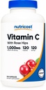 Nutricost Βιταμίνη C με Rose HIPS 1025mg, 120 Κάψουλες - Βιταμίνη C 1000mg, Rose HIPS 25mg, Premium, Μη ΓΤΟ, Χωρίς Γλουτένη Συμπλήρωμα