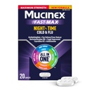 Mucinex Nightshift Cold & Flu, Maximum Strength Powerful Multi-Symptom Nighttime Relief, 20 Fast Release Caplets - Pain Reliever/Fever Reducer, Cough Suppressant, Antihistamine