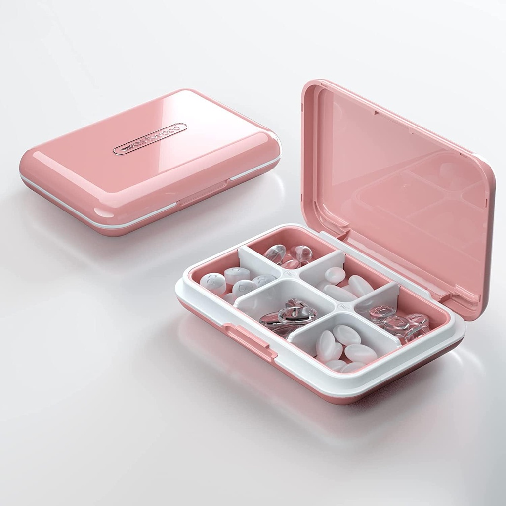 Daily Pill Organizer, Pill Box για Purse - Dtouayz Travel Pill Case, Συμπλήρωμα βιταμίνης και φαρμακευτικής θεραπείας Αδιάβροχος 6 Κάτοχος της Ιατρικής Διαμερίσματος, Εβδομαδιαία Μεγάλο Δοχείο Χάπια