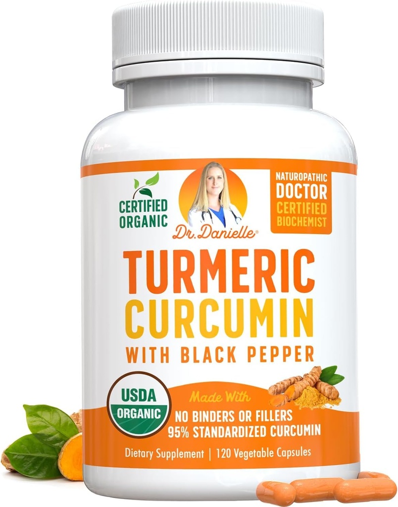 Βιολογική κουρκουμίνη Turmeric με εκχύλισμα μαύρου πιπεριού 2000mg - Υψηλή απορρόφηση Ultra Poent συμπλήρωμα - 95% Κουρκουμινοειδή - Vegan, μη ΓΤΟ για κοινή υποστήριξη - 120 κάψουλες