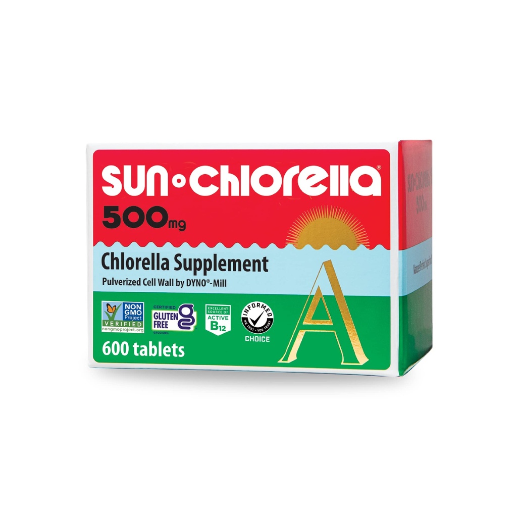 Sun Chlorella 500mg Ολόκληρο το σώμα Wellness Green Algae Superfood Supplement - Ανοσολογική Άμυνα, Υγεία των Ούλων, Φυσικός Καθαρισμός, Ενέργεια Ενισχύει - Χλωροφύλλη, B12, Σίδηρος, Πρωτεΐνη - Μη ΓΤΟ - 600 Tabletισκία