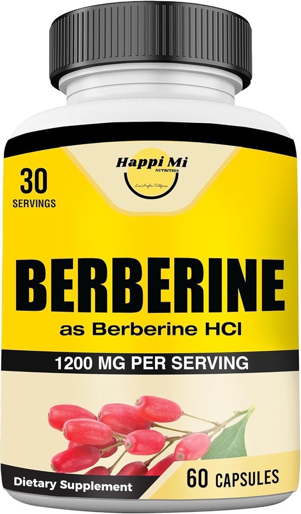 Βερβερίνη 1200mg ανά υπηρεσία ως Berberine HCL, 60 κάψουλες λαχανικών, 30 εξυπηρετήσεις
