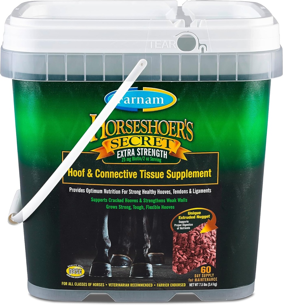 Farnam Horseshoer's Secret Extra Strength Hoof Συμπληρώματα & Connective Tisue Supplement, Προάγει Ισχυρά, Υγιή Hooves, Tendon & συνδέσμους, 7.5 lbs, 60 ημέρες προσφοράς