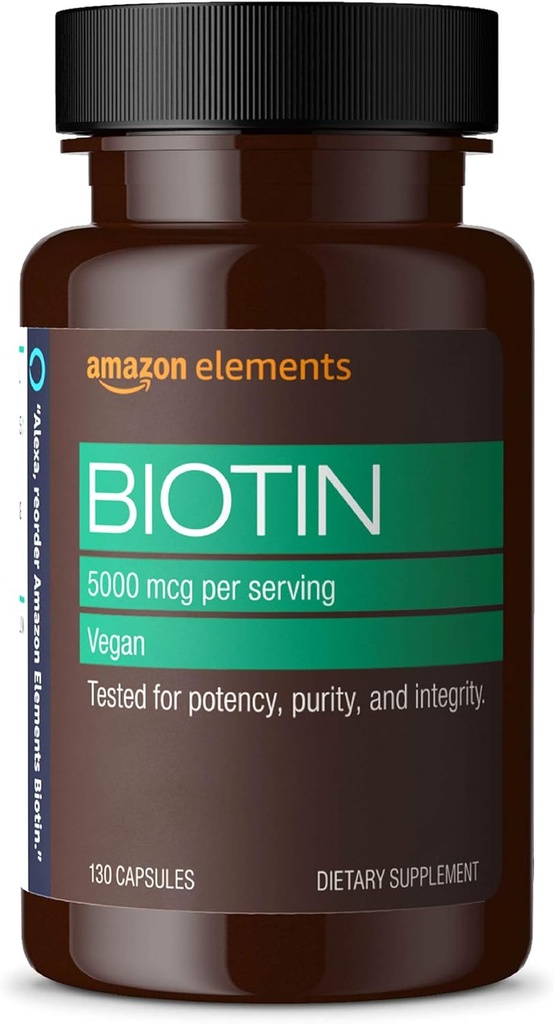 Στοιχεία Vegan Biotin 5000 mcg - Μαλλιά, δέρμα, νύχια, 130 κάψουλες (4 μηνιαίως προμήθεια) (Η συσκευασία μπορεί να διαφέρει)
