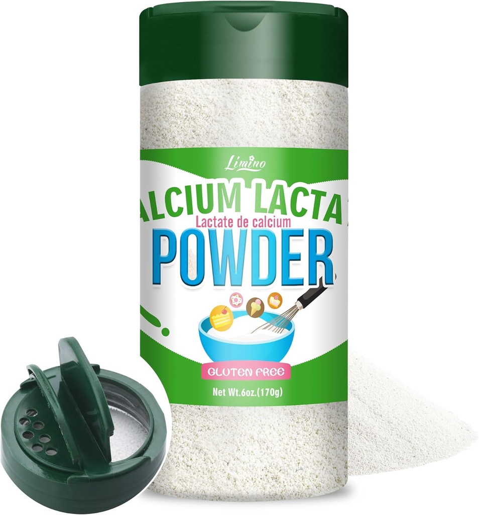 Calcium Lactate Powder, 6oz Pure Calcium Lactate Food-Grade, Helps Neutralize Food Acidity, Non-GMO Food Stabilizer and Bulking Agent for Dairy Products, Breads, Pastries, Ice Cream, Jellies