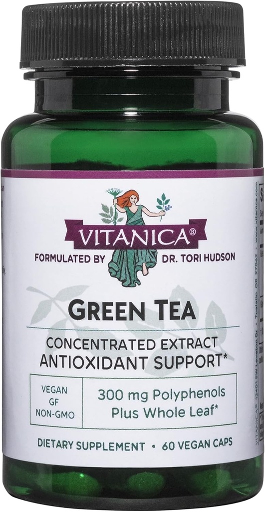 Vitanica Green Tea Extract Supplement 330mg, 45% EGCG, 98% Πολυφαινόλες και 80% Κατεχίνες, Ενέργεια Αντιοξειδωτικό και Ανοσολογική Υποστήριξη, Vegan, 60 Κάψουλες