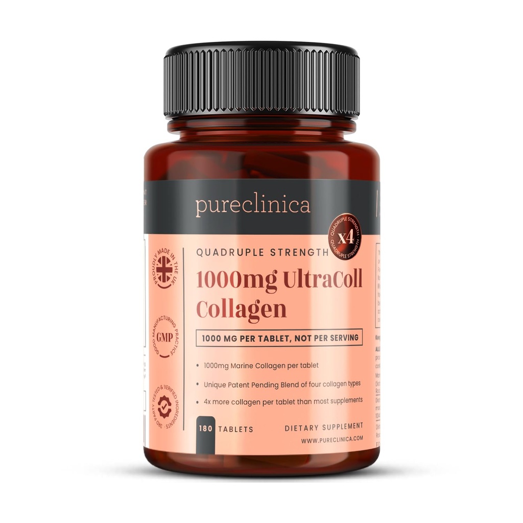 UltraColl Marine Collagen 1000mg x 180 δισκία (6 Μήνες Προσφορά). Οι μόνοι τύποι κολλαγόνου κατά της γήρανσης I, II, III και VII.