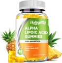 Άλφα Lipoic Acid Gummies 1000Mg με Βιοτίνη, Υψηλή απορρόφηση Μασώμενο συμπλήρωμα ALA για Αντιοξειδωτικό, Εγκεφαλική Υγεία και Νευρική Υποστήριξη, Ανανάς Γεύση, Χωρίς ζάχαρη, 60 μάσημα