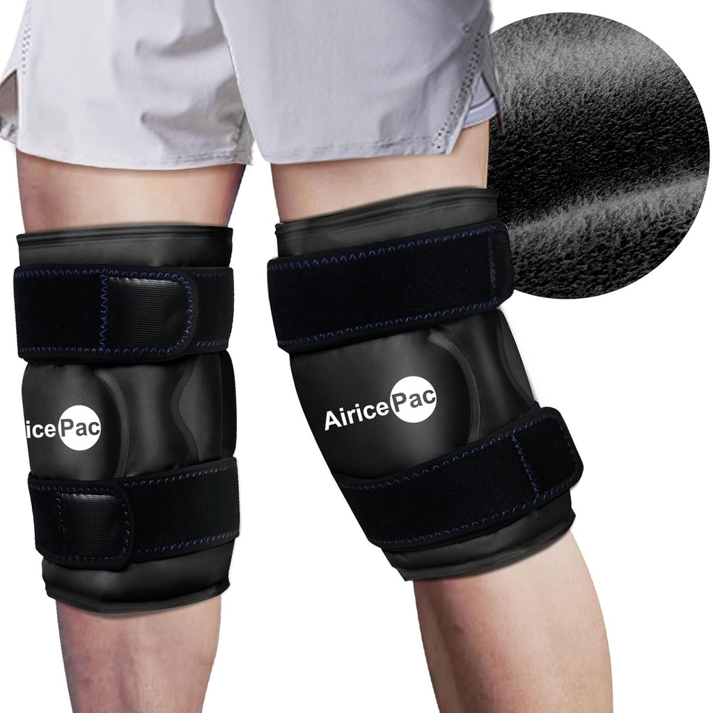 2 Ice Pack για ανακούφιση από τον πόνο στο γόνατο, Reuseable Gel Wrap πάγου για τραυματισμούς, οίδημα, χειρουργική αντικατάστασης γονάτων, Ψυχρή θεραπεία συμπίεσης για αρθρίτιδα, Δάκρυο Meniscus και ACL, Μαύρο