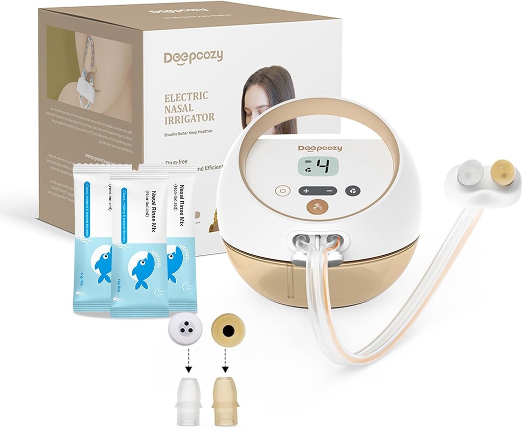 Ηλεκτρική Ρινική Αρδευτική μηχανή Sinus Rinus με 30 πακέτα αλάτι, Μύτη Καθαριστικό για Sinus Ενηλίκων, Ρινική Συμφόρηση Σύστημα Φλούδας & Running ανακούφιση μύτης, Μύτη Καθαριστής (Device Auto-Clean)