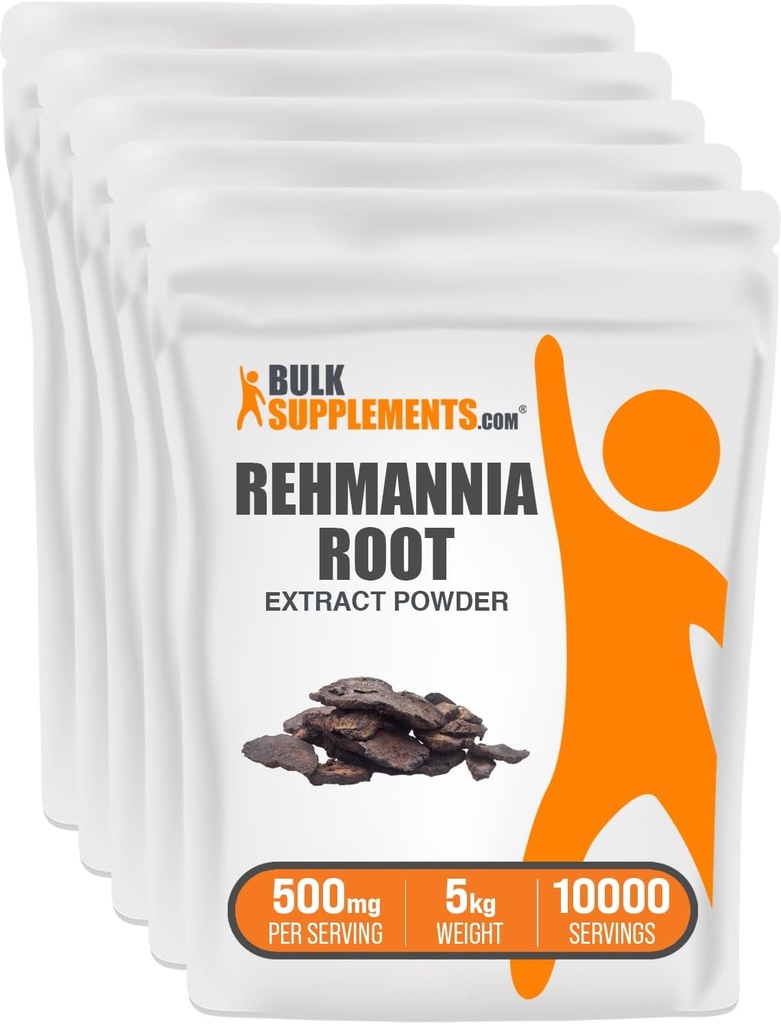 BulkSupplements.com Rehmannia Extract Powder - από Rehmannia Root, Rehmannia Glutinosa, Rehmannia Supplement - Βότανο, Χωρίς Γλουτένη, 500mg ανά Σερβίρισμα, 1kg (2,2 Λίρες) (πακέτο των 5)
