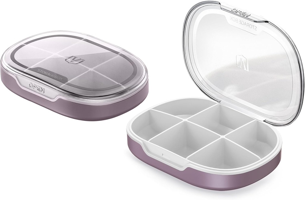 Διοργανωτής χαπιών, συσκευασία 2 κουτιών χαπιών, μικρή θήκη χαπιών για το πορτοφόλι & τσέπη, καθημερινή ιατρική κουτί χαπιών, κουτί πετρελαίου ψαριών, κουτί συμπλήρωμα 2 τεμ (έξι διαμέρισμα) (Russet)