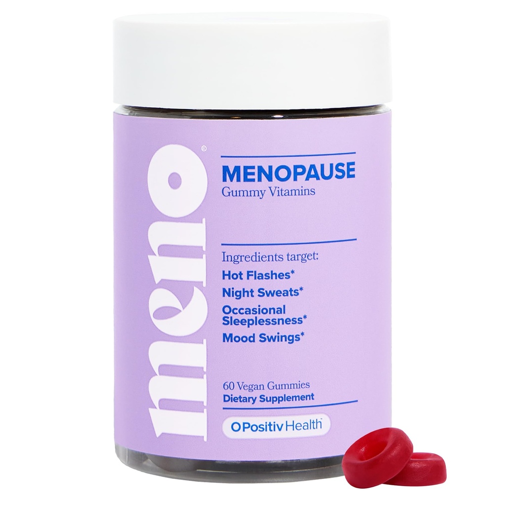 O Positiv MENO Gummies για την εμμηνόπαυση, 30 Servies (Pack of 1) - Hormone-free Συμπληρώματα για γυναίκες με μαύρο Cohosh & Ashwagandha KSM-66 - Βοηθά Alleviate Hot Flashes, Νυχτερινές Ιδρώσεις, & Mood Swings