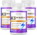 ZELSO (3 Pack) K3 Χάπια απώλειας ορυκτού βάρους για γυναίκες και άνδρες, K3 Χάπια ορυκτού - K3 Αλάτι Ορυκτό, Βιταμίνη + K3 Κάψουλες συμπλήρωμα για Keto απώλεια βάρους - 3 Μήνες προσφοράς