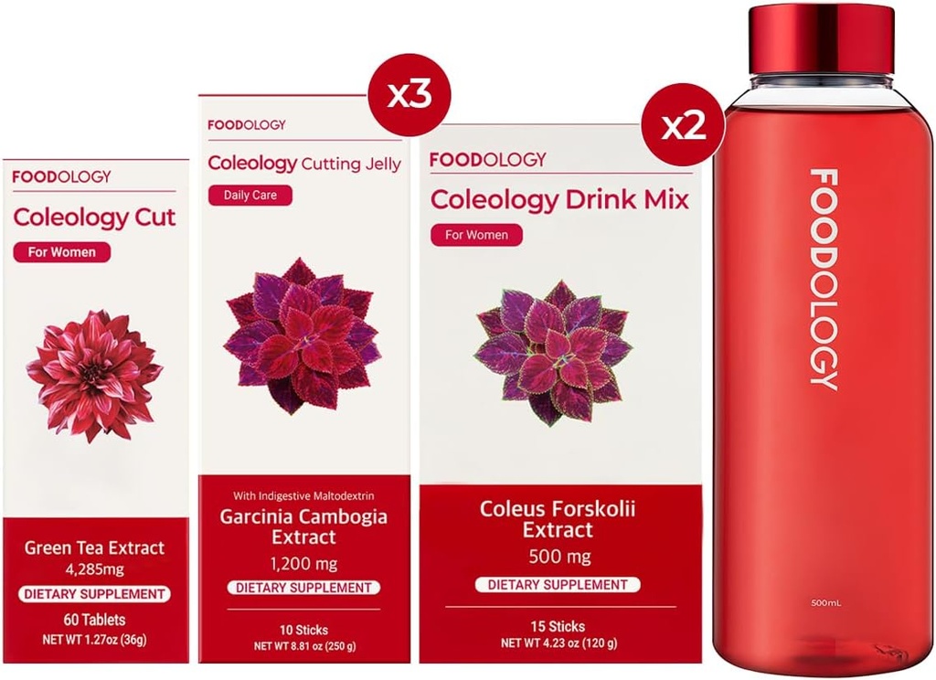 FOODOLOGY RED Burning 1-Month Full Set/Coleology Cut(1ea) & Coleology Drink Mix(2ea) & Coleology Κοπή Jelly(3ea) $ Μπουκάλι νερού(1ea)...