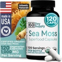 Atlantic Naturals Sea Moss Κάψουλες με Moringa, Ashwagandha, Black Seed Oil, Ginger & Ginseng – Atlantic Sea Moss Συμπληρώματα για Άνδρες και Γυναίκες – για Καθημερινή Ενέργεια & Wellness Blend – 120 Count