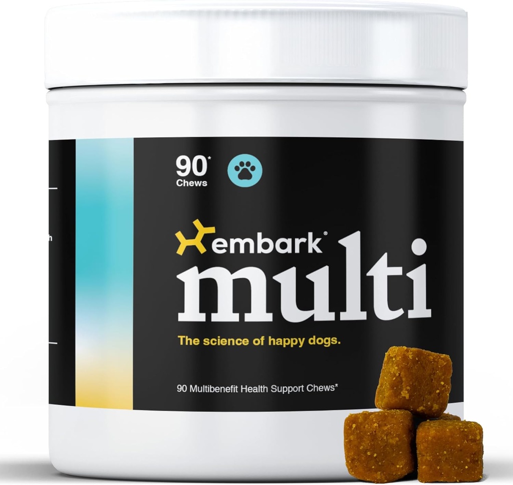 Embark Dog Multifeel – All-in-1, Συμπληρώματα για Σκύλους – Γλυκοσαμίνη, Χονδροϊτίνη, Κοινή Υποστήριξη – Δέρμα, Coat, Εγκέφαλος, και Ανοσοποιητική Υγεία – Vet-Συσκευασμένο και Όλα-Φυσικά – 90 Μαλακά Μασούρια