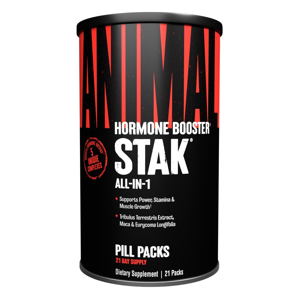 Animal Stak – Complete Natural Hormone Booster Supplement with Tribulus – Natural Testosterone Booster for Athletes – Περιέχει Αποκλειστές Οιστρογόνων – 1 μήνα κύκλο