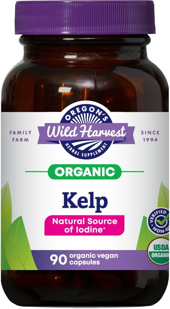 Oregon's Wild Harvest Kelp Organic Supplement | Natural Source of Iodine | Vegan Capsules, 90 Count