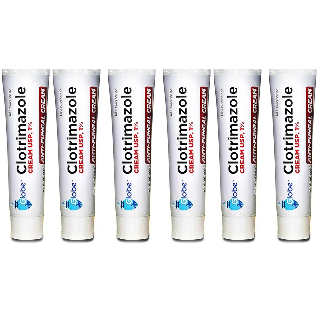 Globe (6 Pack) Clotrimazole Αντιμυκητιασική Κρέμα 1% USP, 1 oz, Αντιμυκητιασική Θεραπεία, Ανακουφίζει φαγούρα, κάψιμο, ρωγμή και κλιμάκωση Associated Athletes Foot, Jock Itch, Ringworm και More