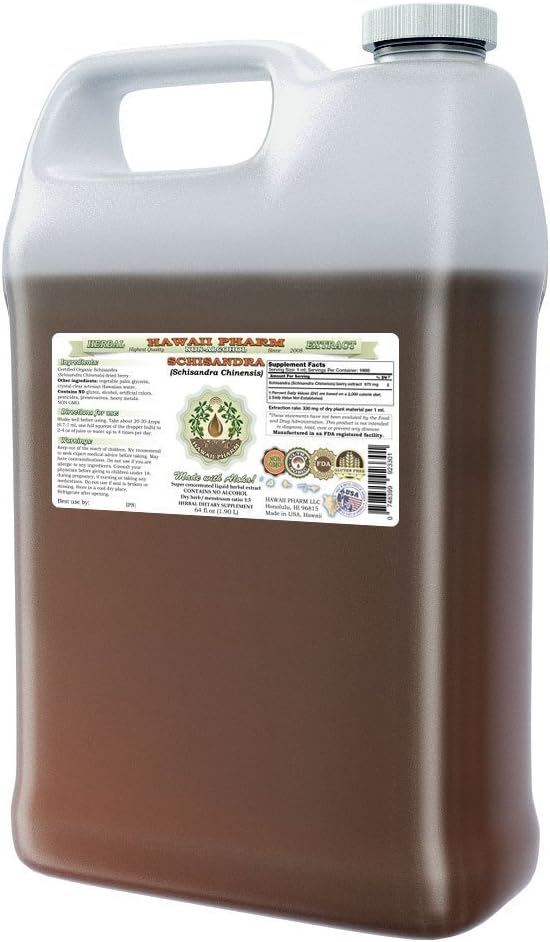 Schisandra Alcohol-Free Liquid Extract, Organic Schisandra (Schisandra Chinensis) Αποξηραμένο Berry Glycerites Natural Herbal Supplement, Hawaii Pharm, USA 64 fl.oz