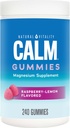 Φυσικό Vitality Calm, Magnesium Citrate Supplement, Stress Relief Gummies, Υποστηρίζει μια υγιής απάντηση στο άγχος, χωρίς γλουτένη, Vegan, Raspberry Lemon Γεύση, 240 Gummies