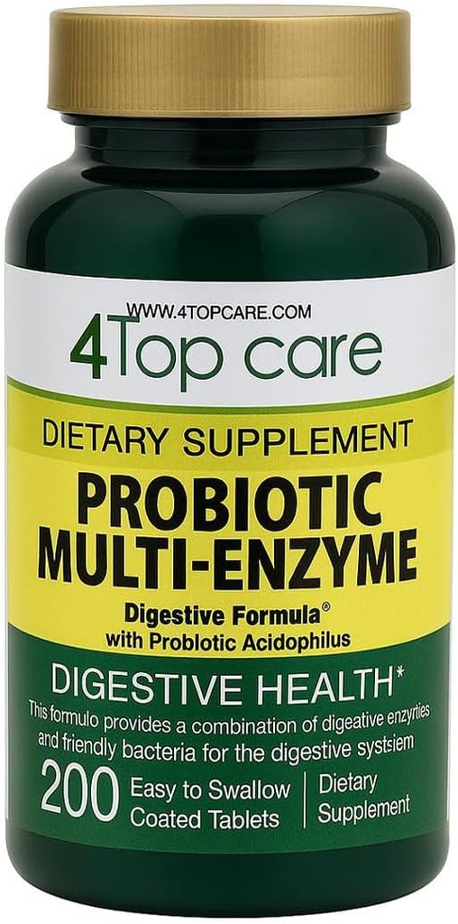Probiotic Multi-Enzymes με Πρεβιοτικά και Probiotic Acidophilus για Digestive και Gut Health, Παροχή ανακούφιση από δυσφορία του χρόνου γεύματος και Bloating. Συμπλήρωμα διατροφής, 200 κόμης.