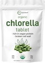 Organic Chlorella Tablets, 500mg Per Tablet, 720 Tabs (360 Grams), 4 Months Supply, Broken Cell Wall, Rich in Vegan Protein & Vitamins, No Filler, No Additives & Non-GMO | Pure Green Algae Superfood