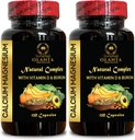 Calcium Magnesium Supplement - Muscle Relaxation, Calcium Citrate with Vitamin D, Magnesium, and Manganese, Phosphorus Gluten Free, Non GMO - 2 Bottles 240 Capsules