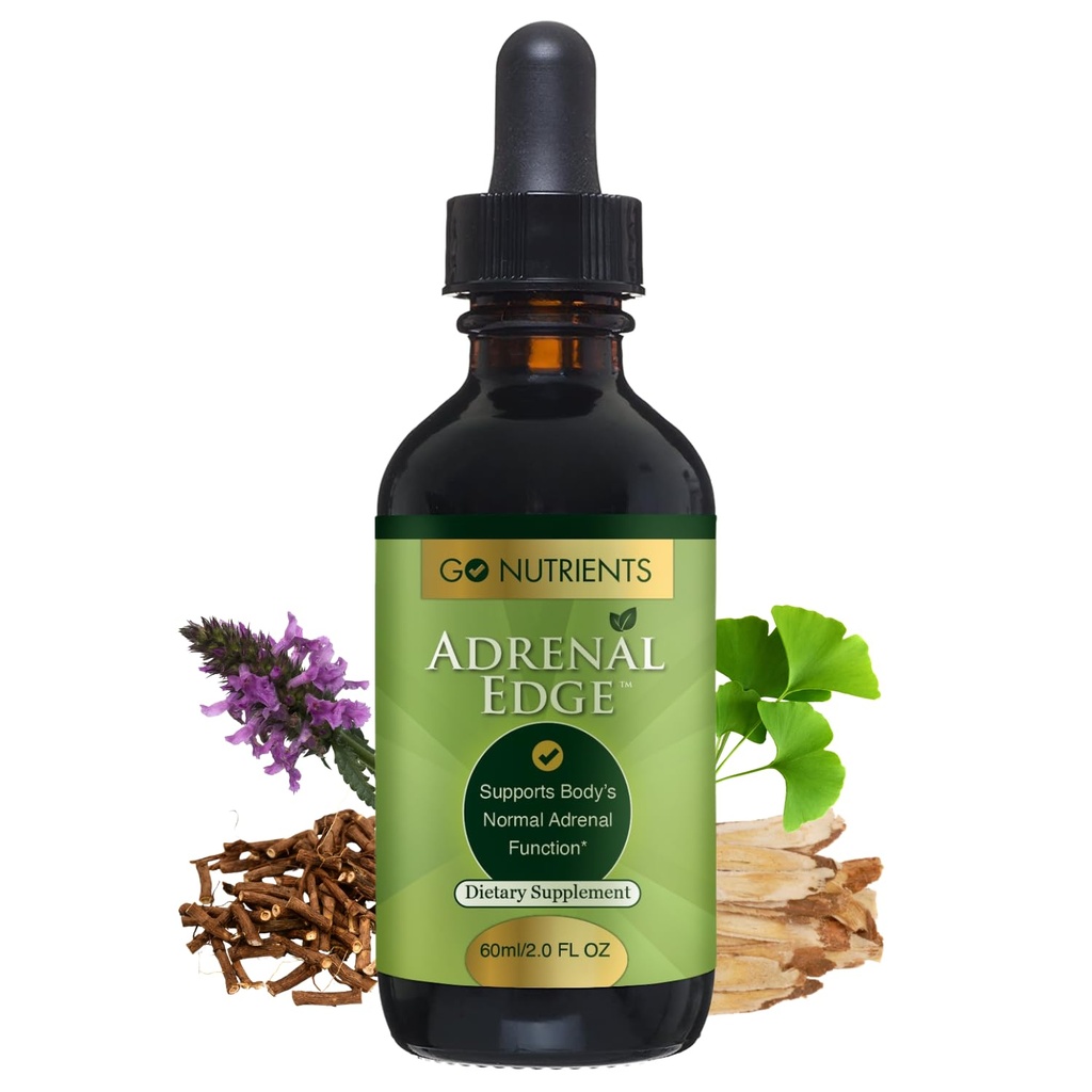 Go θρεπτικά συστατικά Adrenal Edge – Adrenal Υποστήριξη συμπλήρωμα σταγόνες για Cortisol Management & Stress Relief – Υγρό βοτανικό βάμμα για την υγεία των γυναικών, εστίαση & προωθεί τον ύπνο Restful – 2 oz