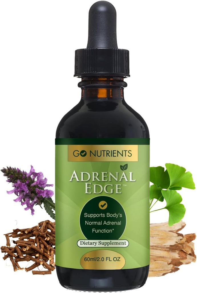 Go θρεπτικά συστατικά Adrenal Edge – Adrenal Υποστήριξη συμπλήρωμα σταγόνες για Cortisol Management & Stress Relief – Υγρό βοτανικό βάμμα για την υγεία των γυναικών, εστίαση & προωθεί τον ύπνο Restful – 2 oz
