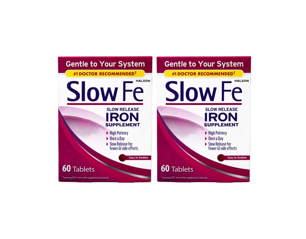Slow Fe, High Potency Iron 45 mg, Slow Release - 60 δισκία - Συσκευασία των 2