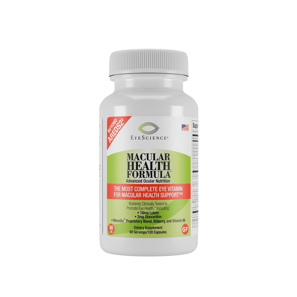 EyeScience Macular Health Beyond AREDS2 Formula, Προηγμένη Οφθαλμική Βιταμίνη - Που περιέχει Λουτεΐνη, Ζεαξανθίνη, Bilberry, και Βιταμίνες C, D, E, και B6 (Προμήθεια 60 ημερών)