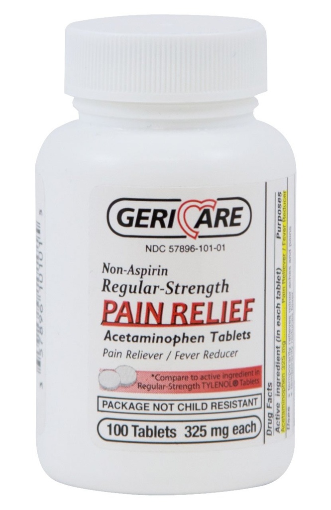 McKesson 60-101-01 GeriCare Acetaminophen Tabletισκίο, 325mg, Συσκευασία των 100