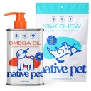 Native Pet Omega Oil for Dogs - Dog Fish Oil Συμπληρώματα & Yak Chews for Dogs 