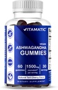 Vitamatic Ashwagandha Gummies 1500 mg Equivalent Per Serving (from 30:1 Extract 50 mg) - 60 Vegan Gummies - 3% Withanolides