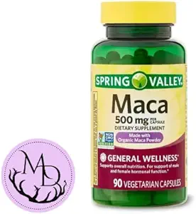 Generic Spring Valley Maca Root 500mg κάψουλες, οργανική ρίζα Maca για γυναίκες και άνδρες, συμπλήρωμα διατροφής, 90 κάψουλες χορτοφαγικών + κατάστημα DRI +Sticker