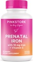 Pink Stork Prenatal Iron Supplement for Women - 18 mg Μη Συντηρών Σιδήρου & Βιταμίνης C για Κύηση, Επιλόχειο, & Θηλασμό - Εστίαση, Κόπωση, & Παραγωγή κυττάρων αίματος - 2 Μήνες Προσφορά